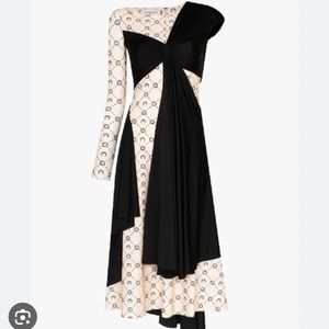 NWT Marine Serre Runway One Shoulder Moon Print Drape Jersey Midi Dress